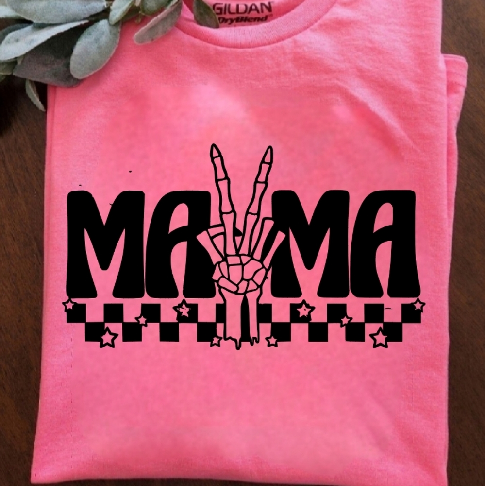 Mama shirt skeleton hand retro mom cute popular trending pink